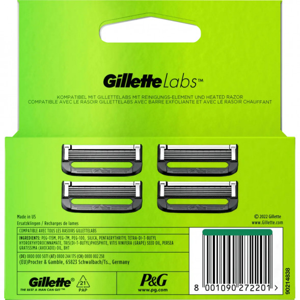 Лезвия для бритвы Gillette Labs, 4 шт. во Владивостоке