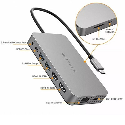 USB Хаб Hyper HyperDrive Dual 4K HDMI 10-в-1 USB-C во Владивостоке