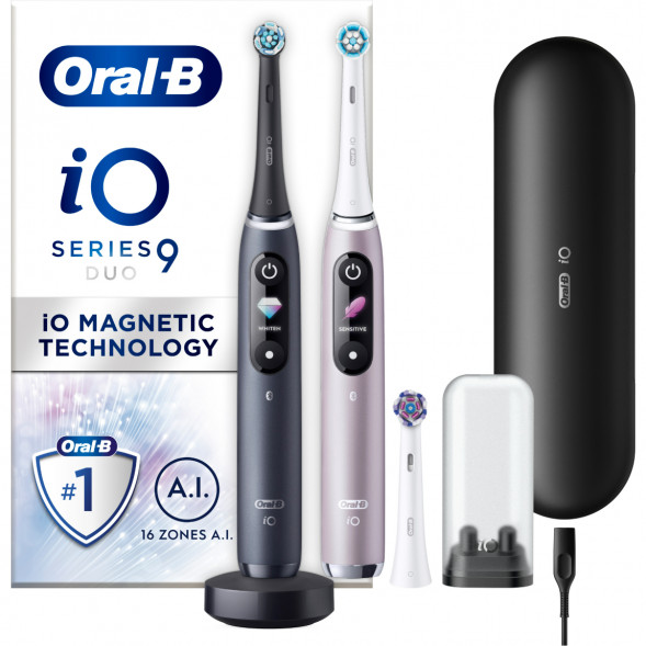 Набор из 2-х электрических зубных щеток Oral-B iO Series 9 Duo, Black Onyx и Rose Quartz во Владивостоке