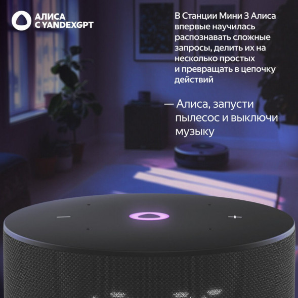 Умная колонка Яндекс Станция Мини 3 c Алисой на YandexGPT, чёрная во Владивостоке