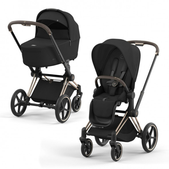 Коляска 2 в 1 Cybex Priam IV Sepia Black, шасси Rosegold во Владивостоке