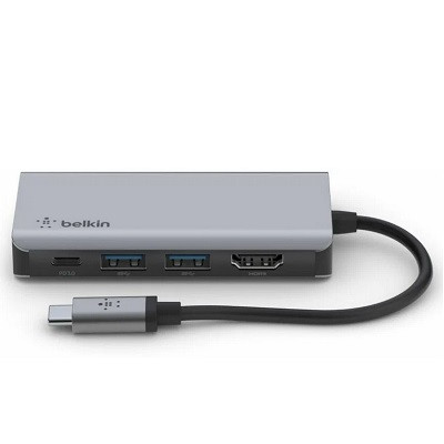 Адаптер Belkin USB-C 4-in-1 Multiport Adapter - HDMI, 2xUSB-A, USB-C, 100Вт, серый во Владивостоке