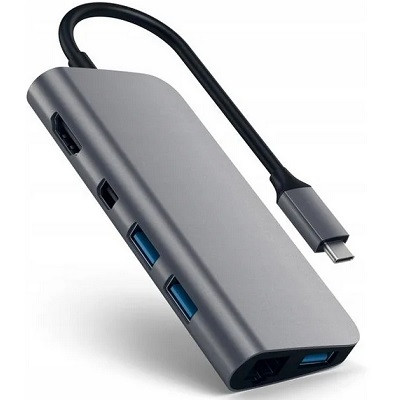 USB-концентратор Satechi Aluminum Type-C Multimedia Adapter (ST-TCMM8PA), разъемов: 4, space gray во Владивостоке
