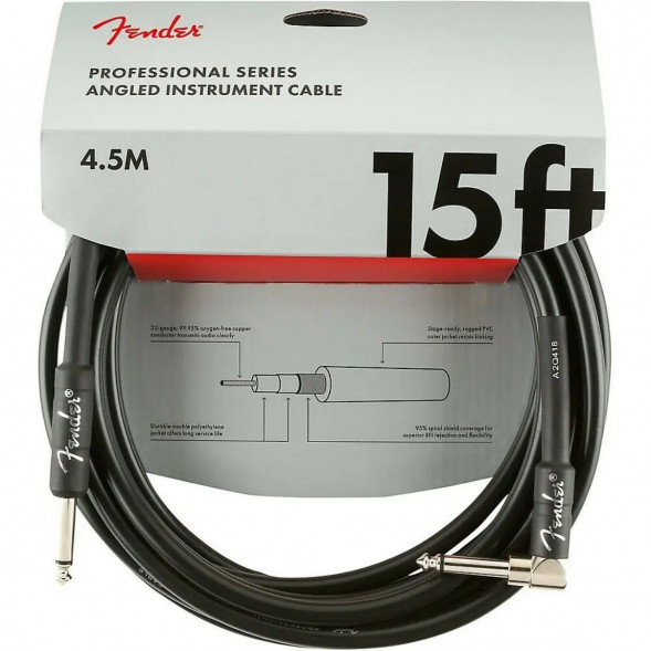 Инструментальный кабель Fender Professional Series 15 ft, 4.5 м, jack 6.3, черный во Владивостоке
