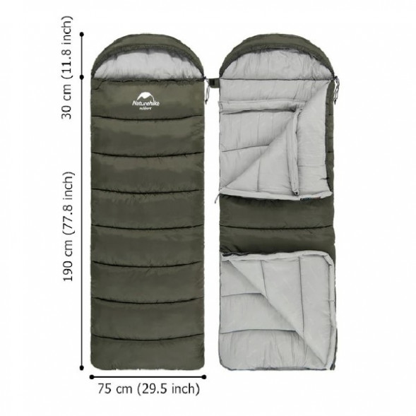 Спальный мешок Naturehike U350S (Правый), коричневый во Владивостоке