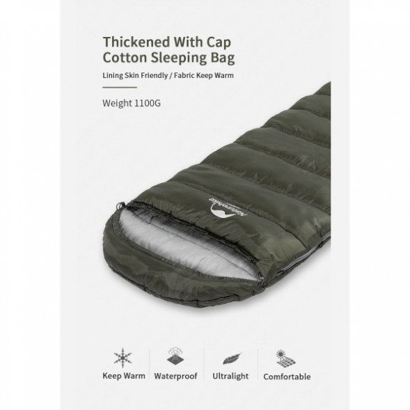 Спальный мешок Naturehike U350S (Правый), коричневый во Владивостоке