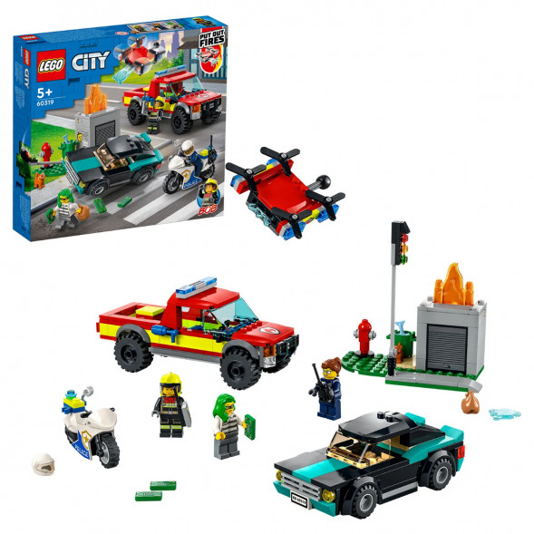 Конструктор LEGO City Fire 60319 Пожарная бригада и полицейская погоня во Владивостоке