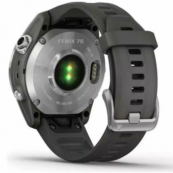 Умные часы Garmin Fenix 7s серебристый с графитовым силиконовым ремешком 010-02539-01 во Владивостоке