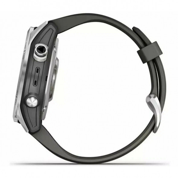 Умные часы Garmin Fenix 7s серебристый с графитовым силиконовым ремешком 010-02539-01 во Владивостоке