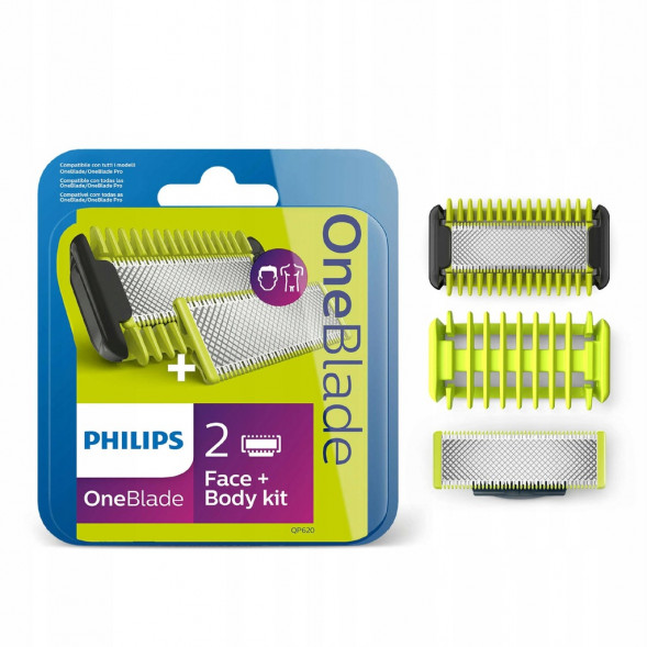 Сменные лезвия Philips OneBlade 2 шт. + 1 шт. Body kit QP620/50 во Владивостоке